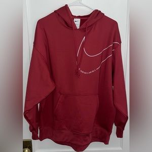 Nike Burgundy Therma-Fit Logo Pullover Fleece Hoodie - Size: L